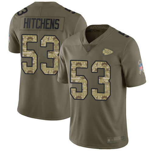 Men Kansas City Chiefs #53 Hitchens Anthony Limited Olive Camo 2017 Salute to Service Nike NFL Jersey->kansas city chiefs->NFL Jersey